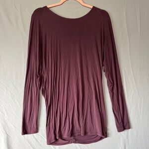Lululemon Womens Long Sleeve Open Back Tunic Purple Athleisure Workout Gym READ